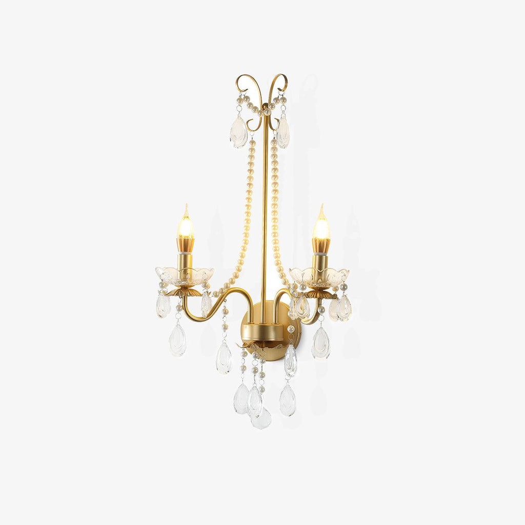 Crystal Wall Lamp | Pearl Chain | Gold