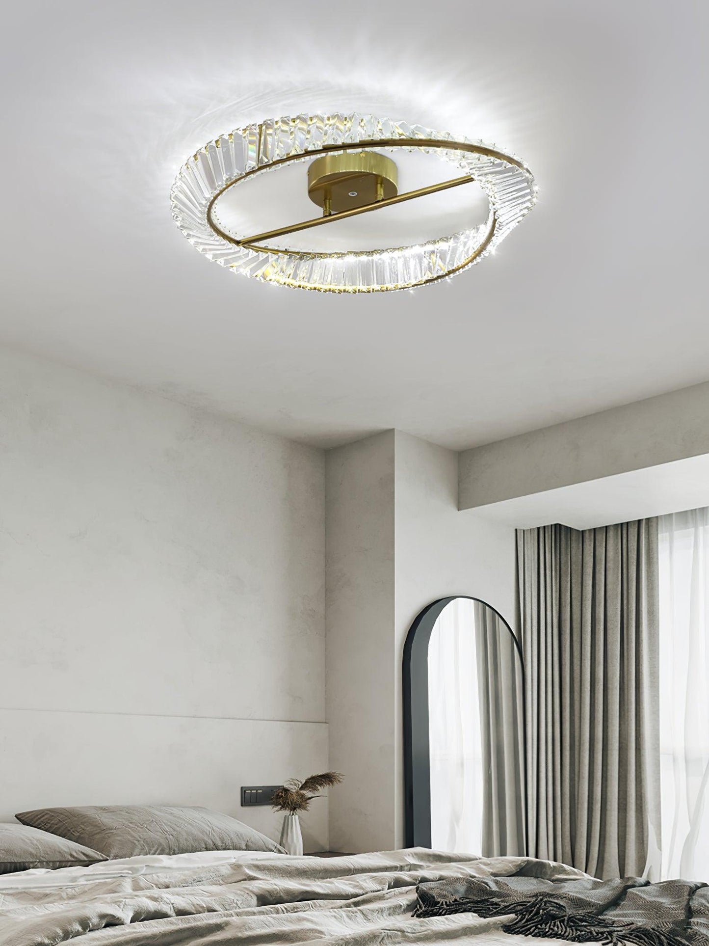 Crystal Rings Ceiling Lamp | Stainless Steel & Glass | Brass