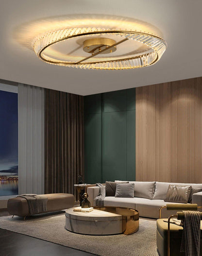 Crystal Rings Ceiling Lamp | Stainless Steel & Glass | Brass