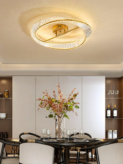 Crystal Rings Ceiling Lamp | Stainless Steel & Glass | Brass
