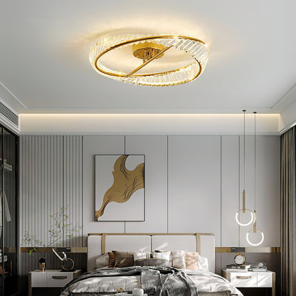 Crystal Rings Ceiling Lamp | Stainless Steel & Glass | Brass