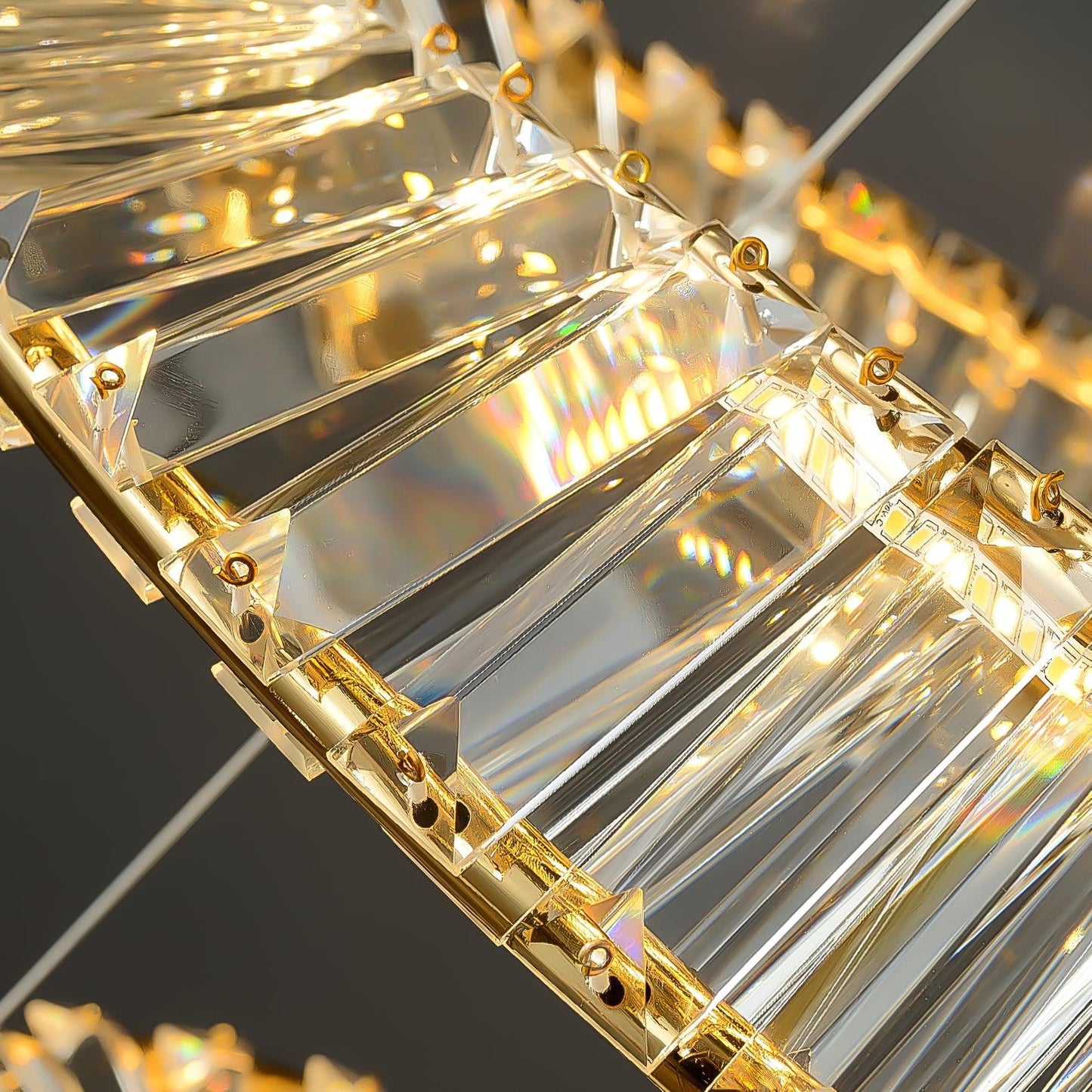 Crystal Rings Ceiling Lamp | Stainless Steel & Glass | Brass