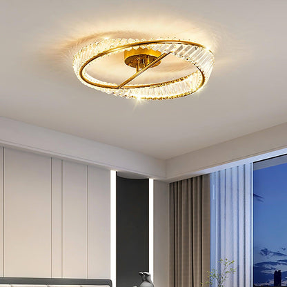 Crystal Rings Ceiling Lamp | Stainless Steel & Glass | Brass