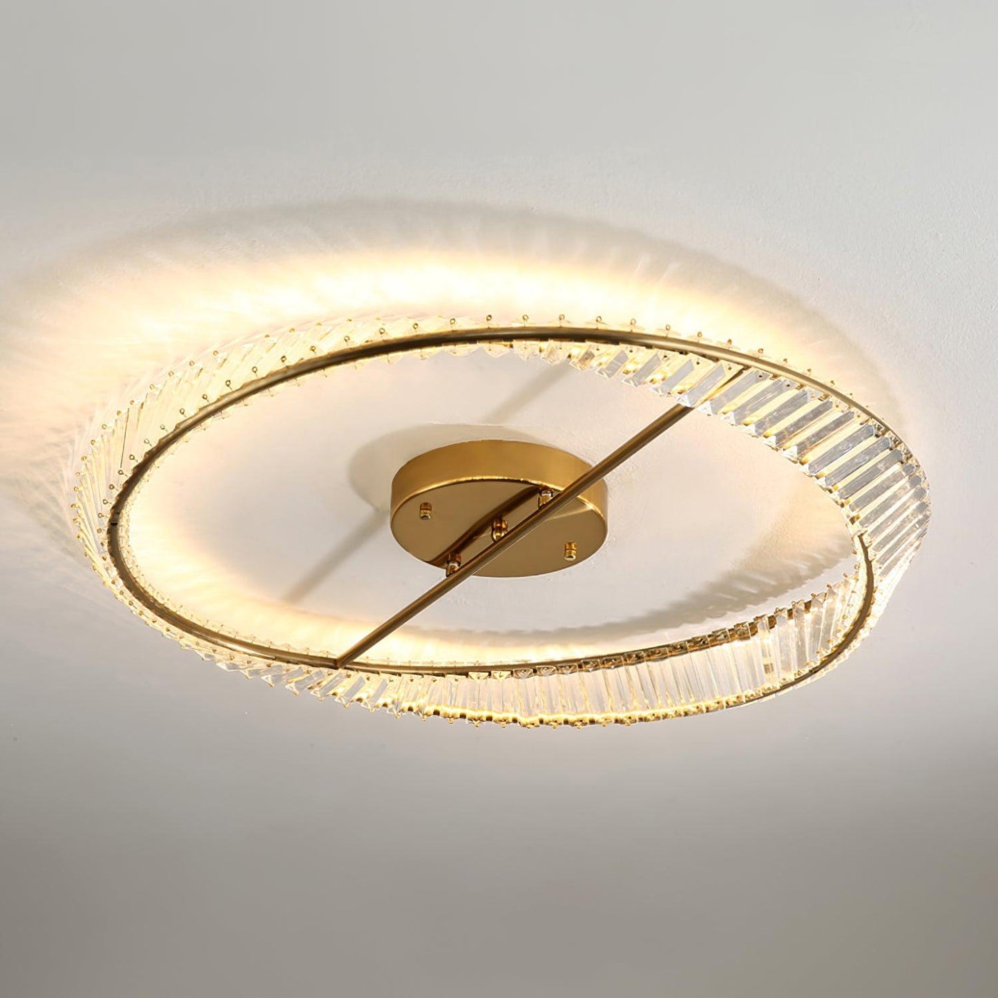 Crystal Rings Ceiling Lamp | Stainless Steel & Glass | Brass