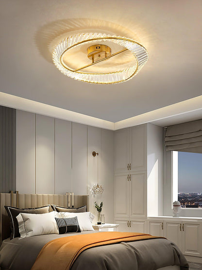 Crystal Rings Ceiling Lamp | Stainless Steel & Glass | Brass
