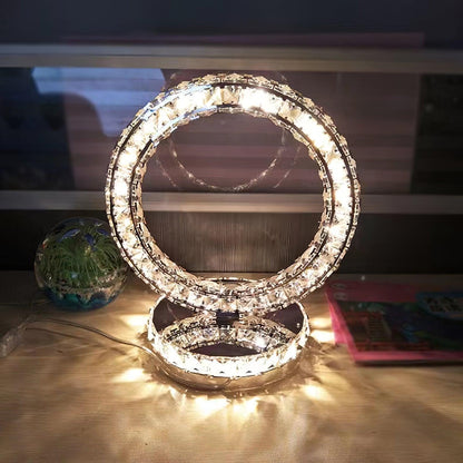 Crystal Rings Table Lamp | Stainless Steel, Crystal | Chrome