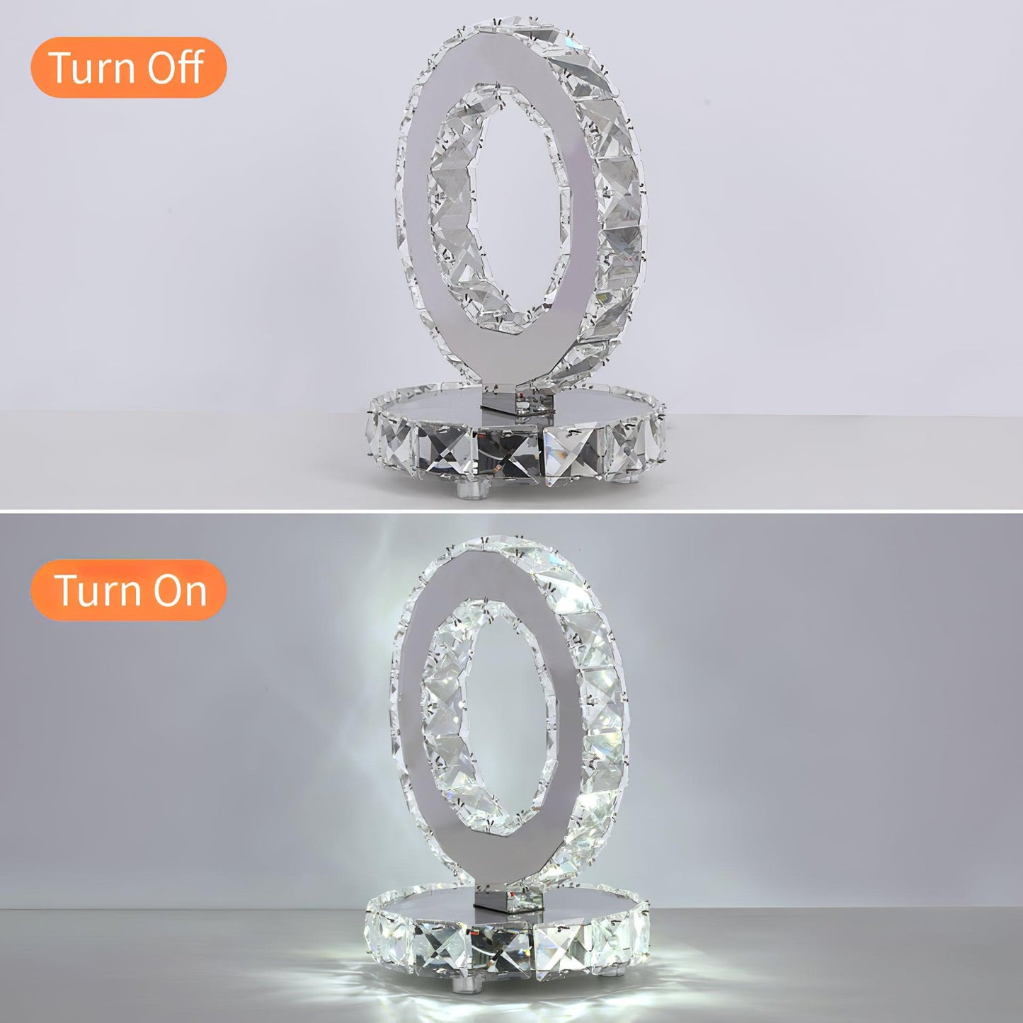 Crystal Rings Table Lamp | Stainless Steel, Crystal | Chrome