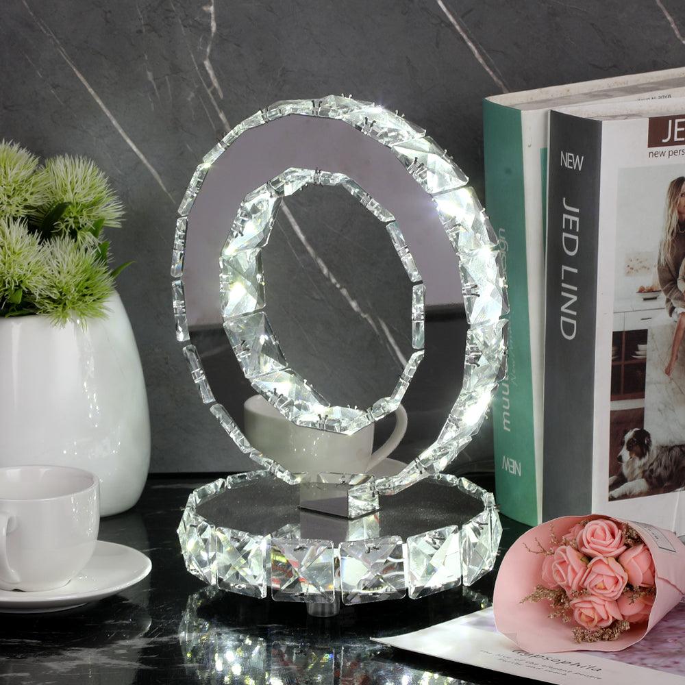Crystal Rings Table Lamp | Stainless Steel, Crystal | Chrome