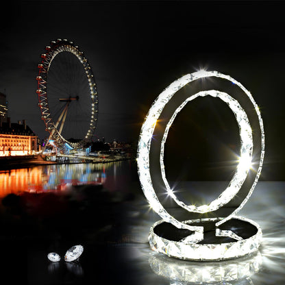 Crystal Rings Table Lamp | Stainless Steel, Crystal | Chrome