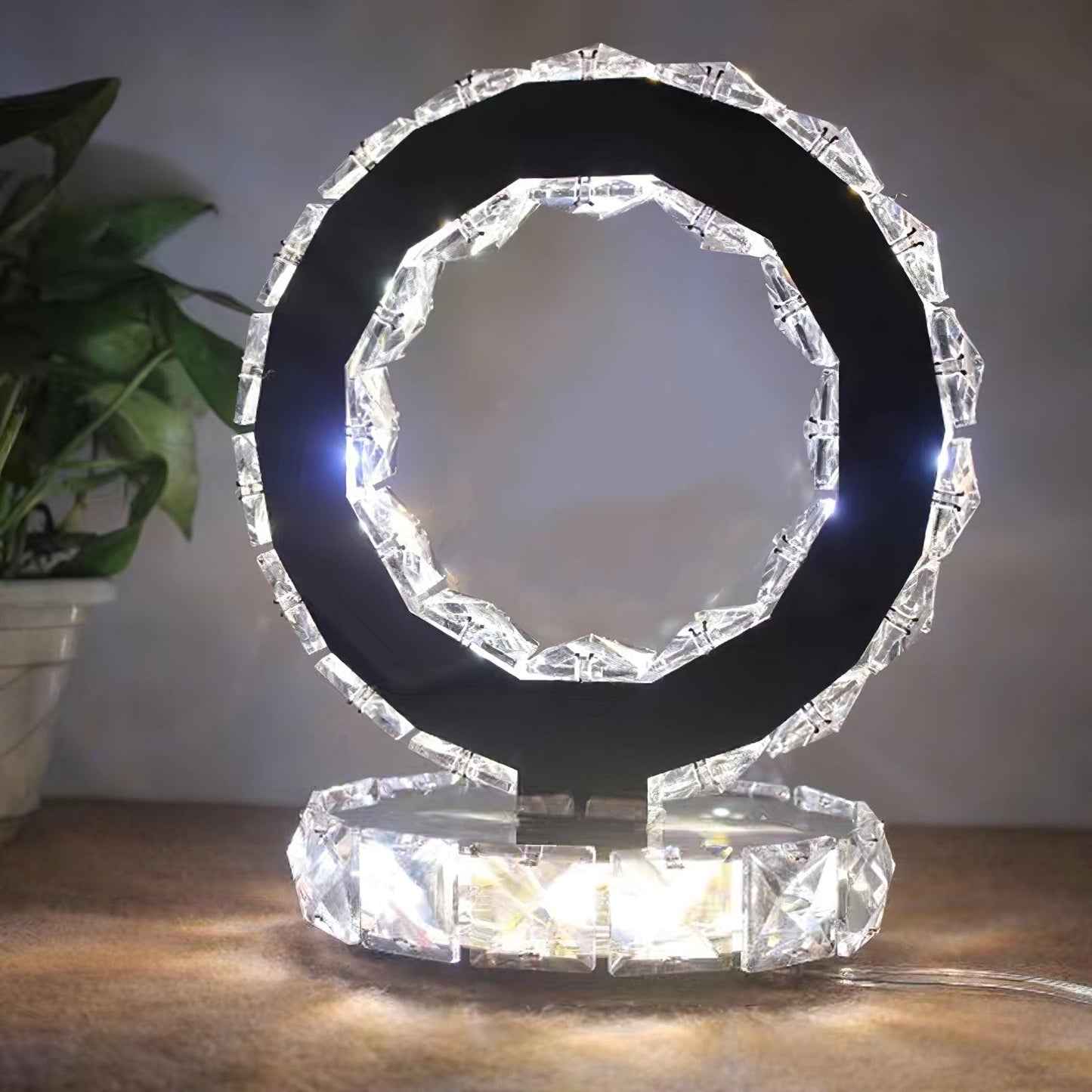 Crystal Rings Table Lamp | Stainless Steel, Crystal | Chrome