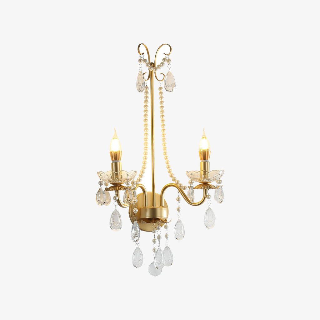 Crystal Wall Lamp | Pearl Chain | Gold