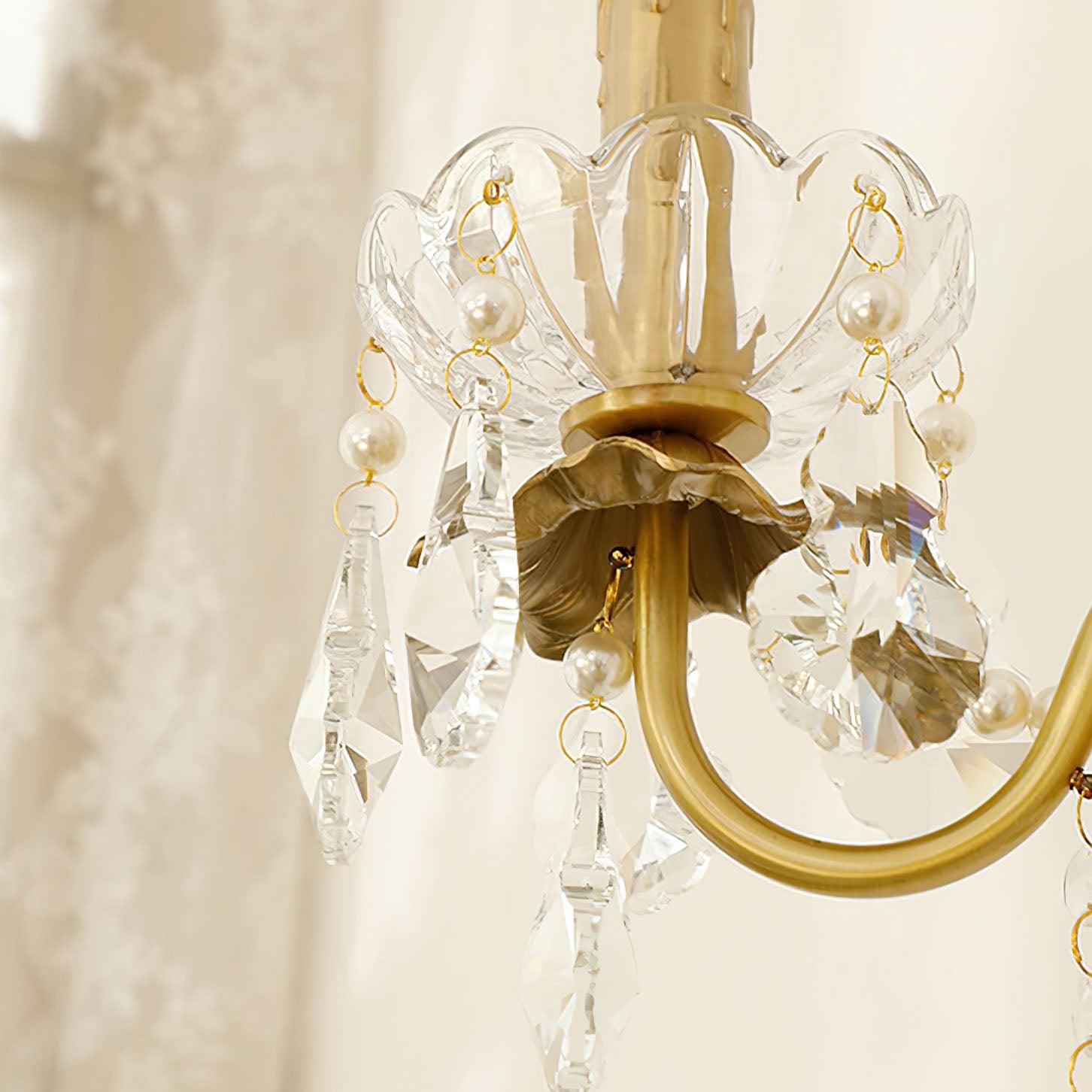 Crystal Wall Lamp | Pearl Chain | Gold
