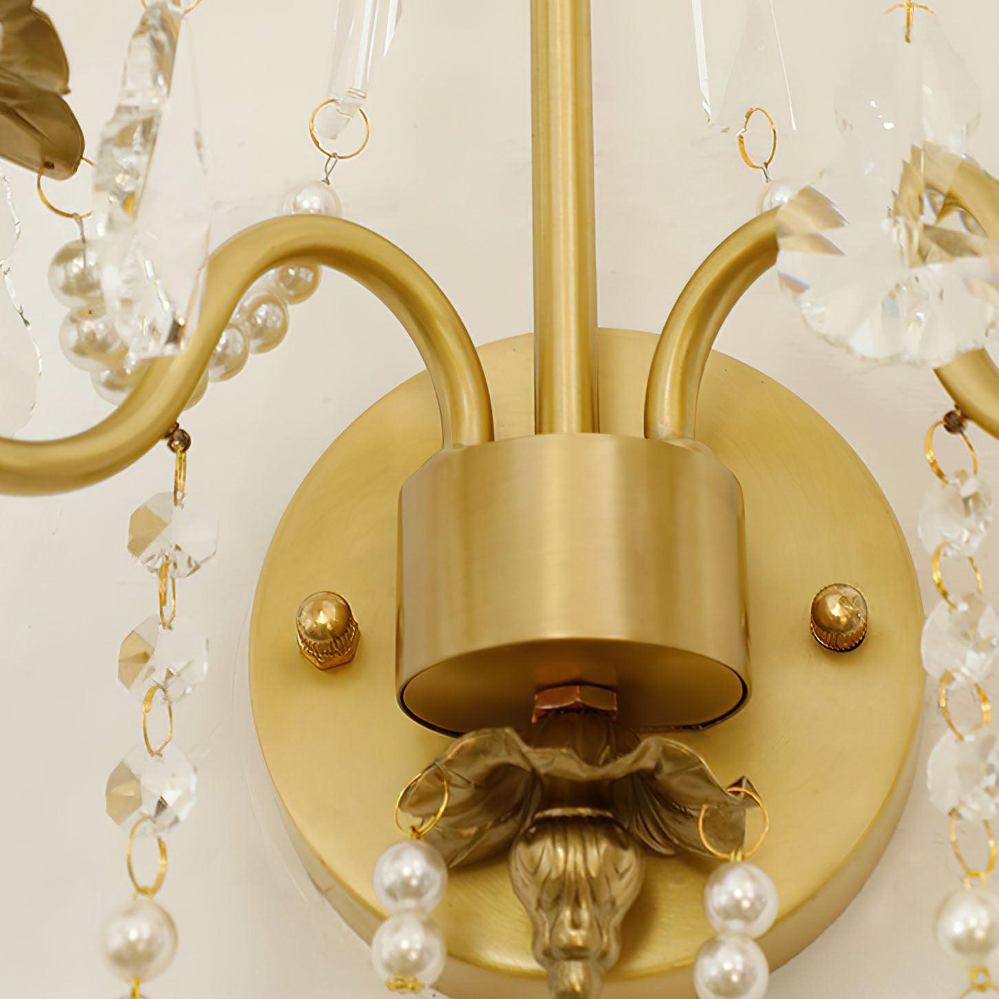 Crystal Wall Lamp | Pearl Chain | Gold