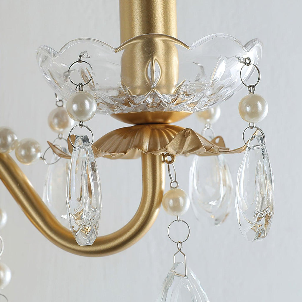 Crystal Wall Lamp | Pearl Chain | Gold