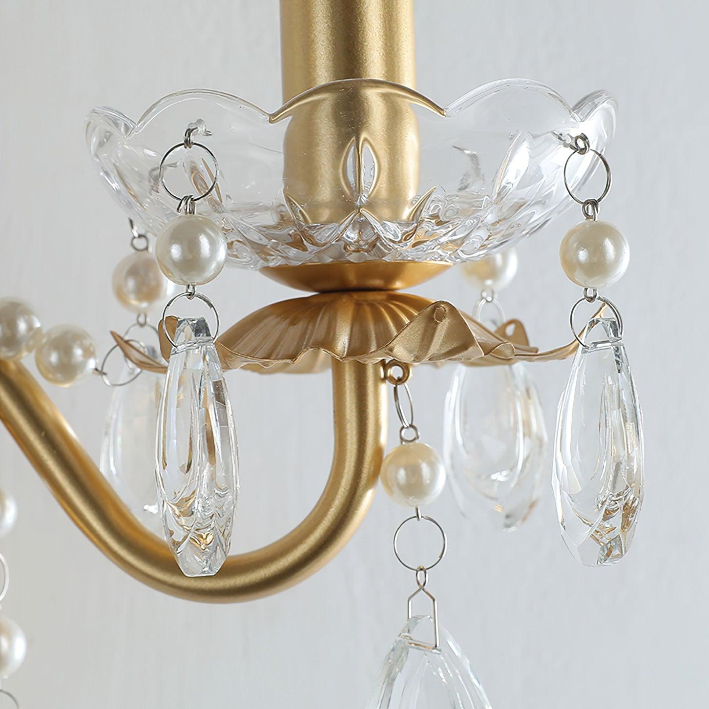 Crystal Wall Lamp | Pearl Chain | Gold