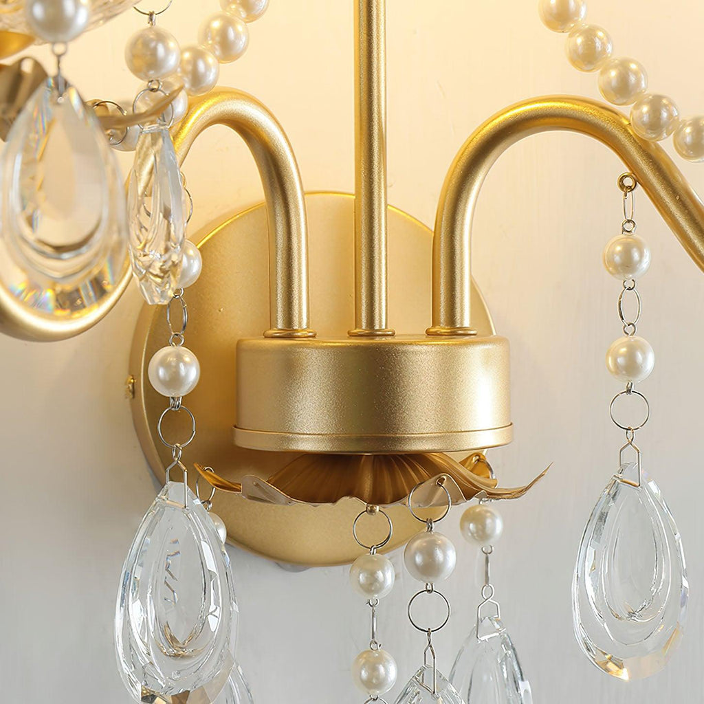 Crystal Wall Lamp | Pearl Chain | Gold