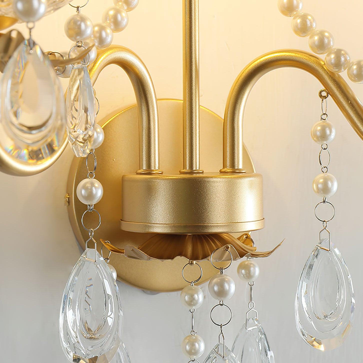 Crystal Wall Lamp | Pearl Chain | Gold