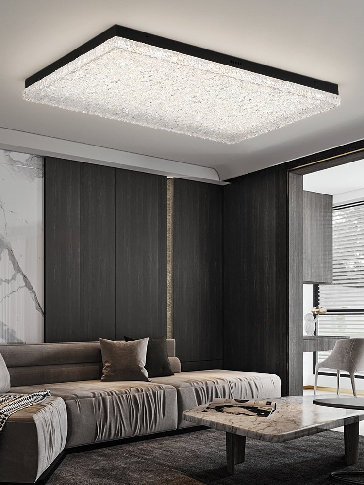 Crystalia Resin Ceiling Light | Black Iron Frame | Clear Shade