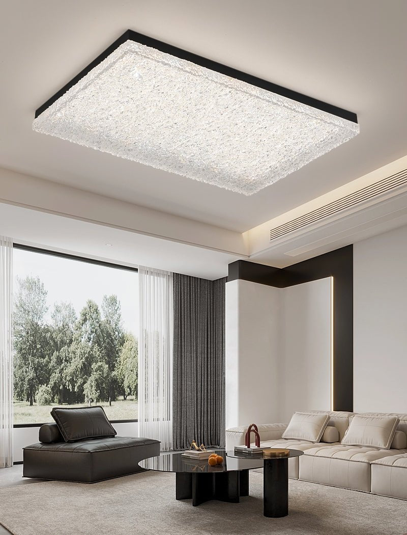 Crystalia Resin Ceiling Light | Black Iron Frame | Clear Shade