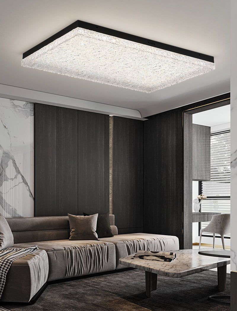 Crystalia Resin Ceiling Light | Black Iron Frame | Clear Shade