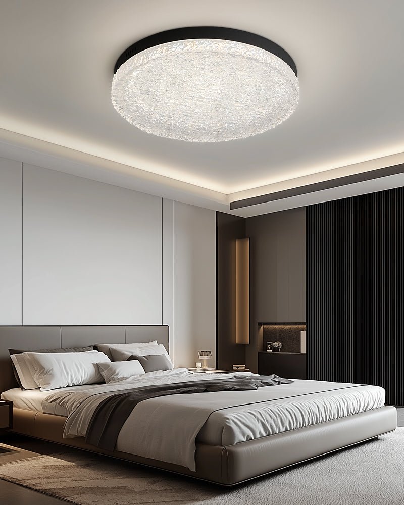 Crystalia Resin Ceiling Light | Black Iron Frame | Clear Shade