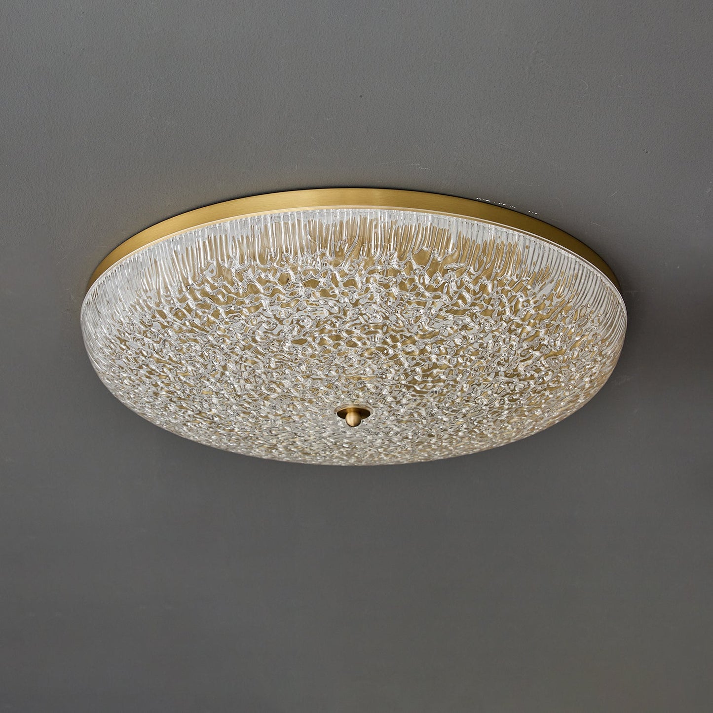 Crystalline Round Ceiling Lamp | Brass & Acrylic | Various Sizes
