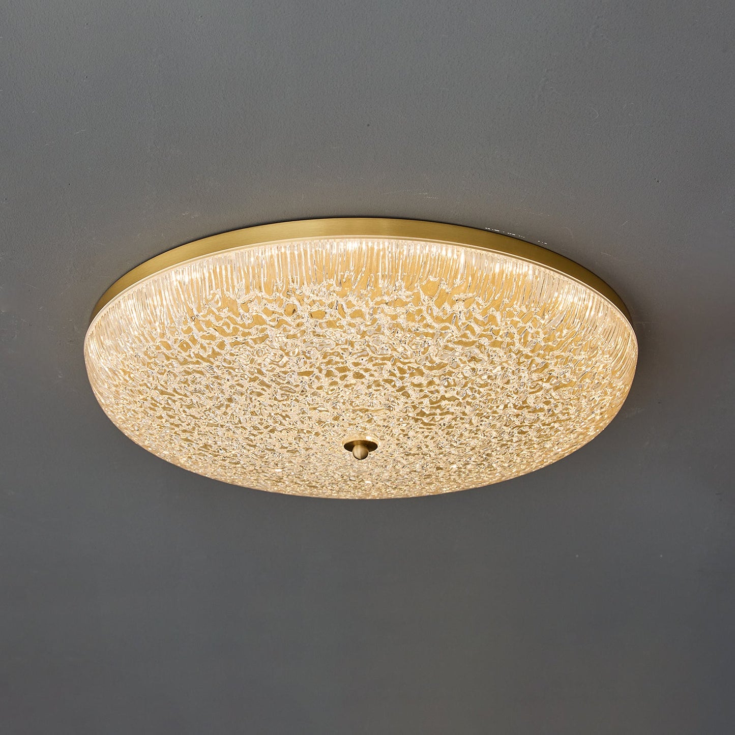Crystalline Round Ceiling Lamp | Brass & Acrylic | Various Sizes