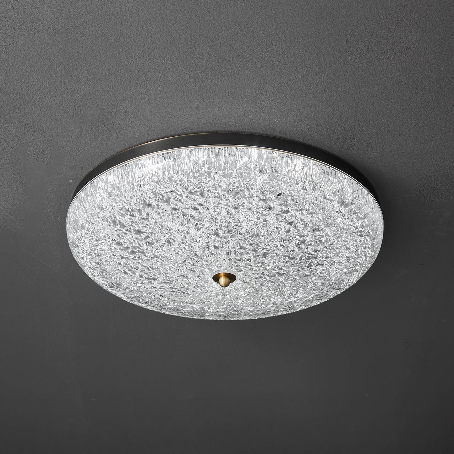 Crystalline Round Ceiling Lamp | Brass & Acrylic | Various Sizes