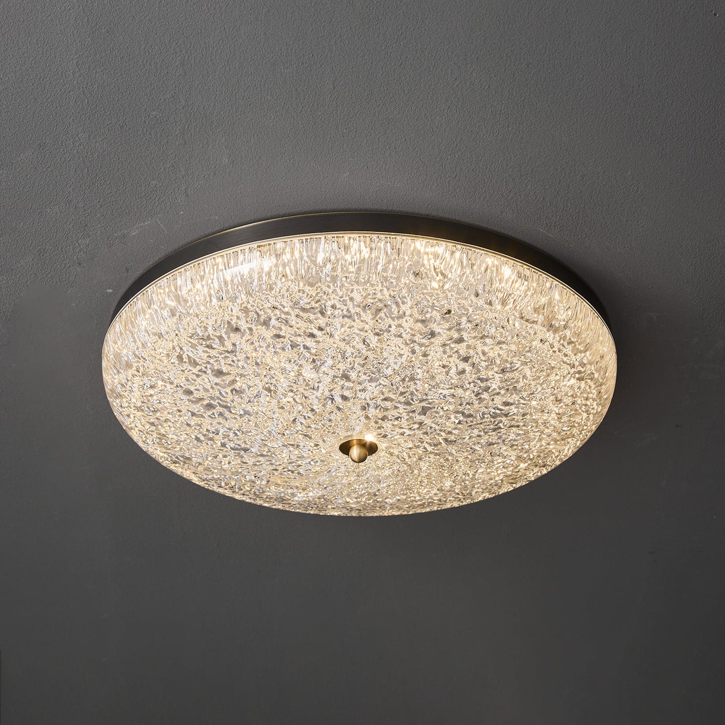 Crystalline Round Ceiling Lamp | Brass & Acrylic | Various Sizes