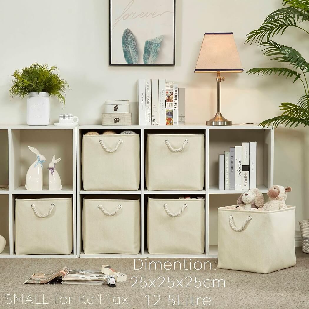 Fabric Storage Cubes | Foldable with Cotton Rope Handles | 25cm x 25cm