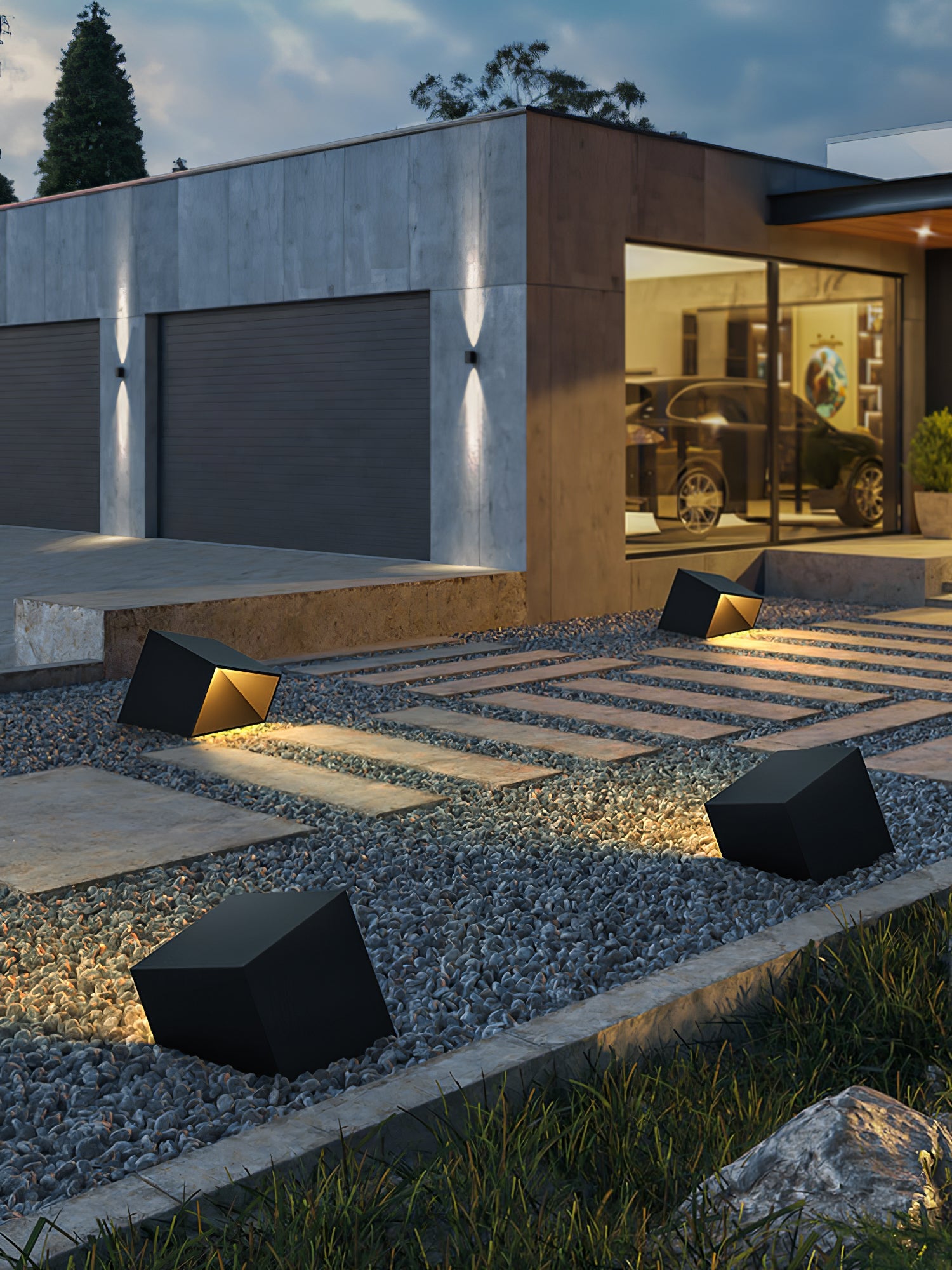 Cube Garden Light | Stainless Steel | Black
