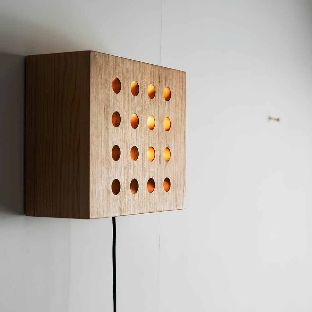 Cubiform Wall Lamp | Cherry Wood | Set of 2