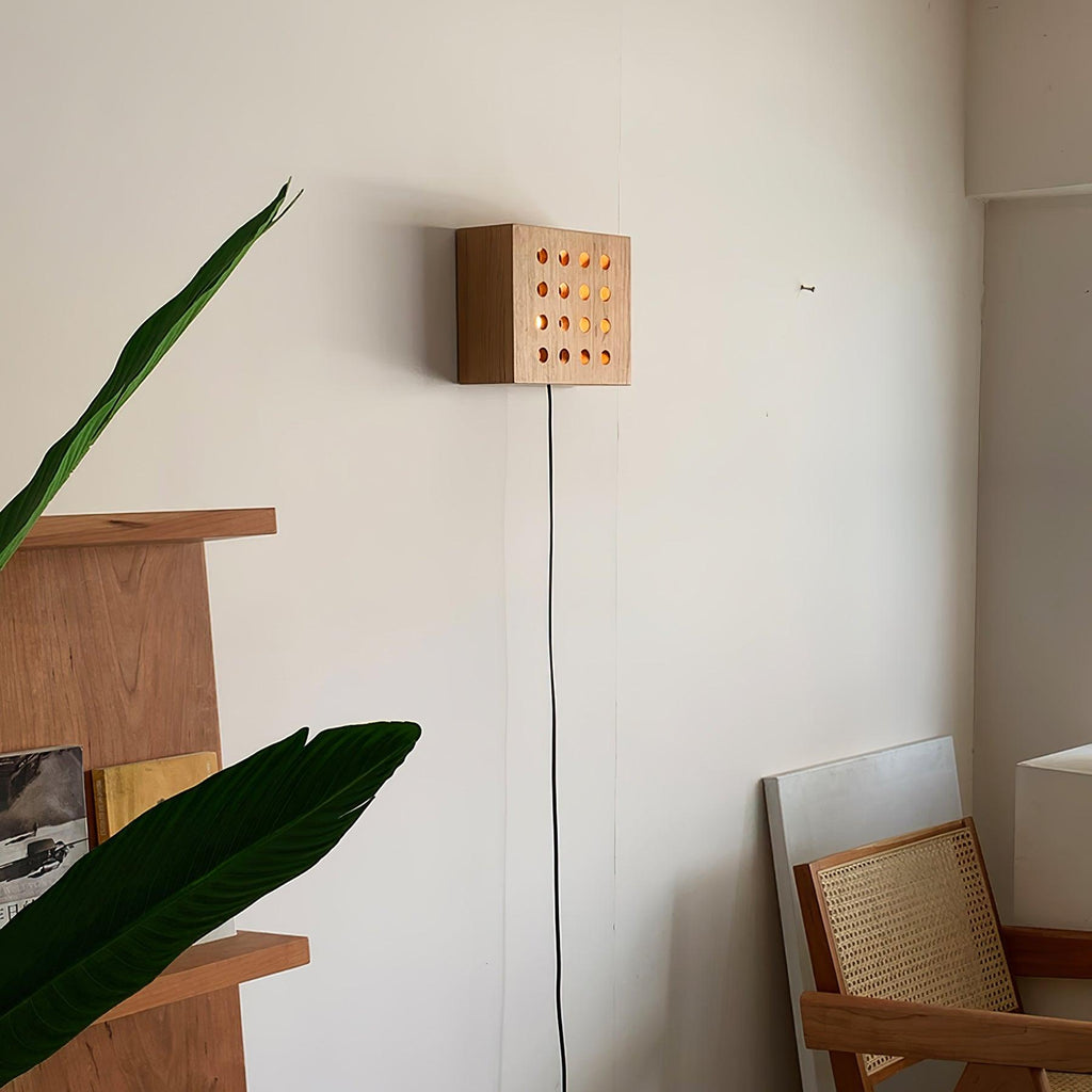 Cubiform Wall Lamp | Cherry Wood | Set of 2