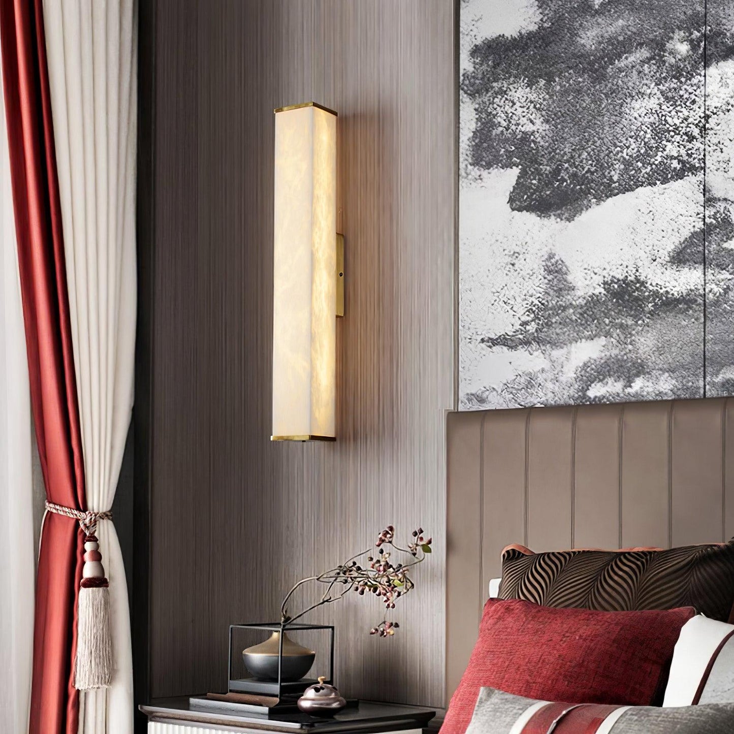 Cuboid Wall Light | Alabaster & Brass | Modern Design