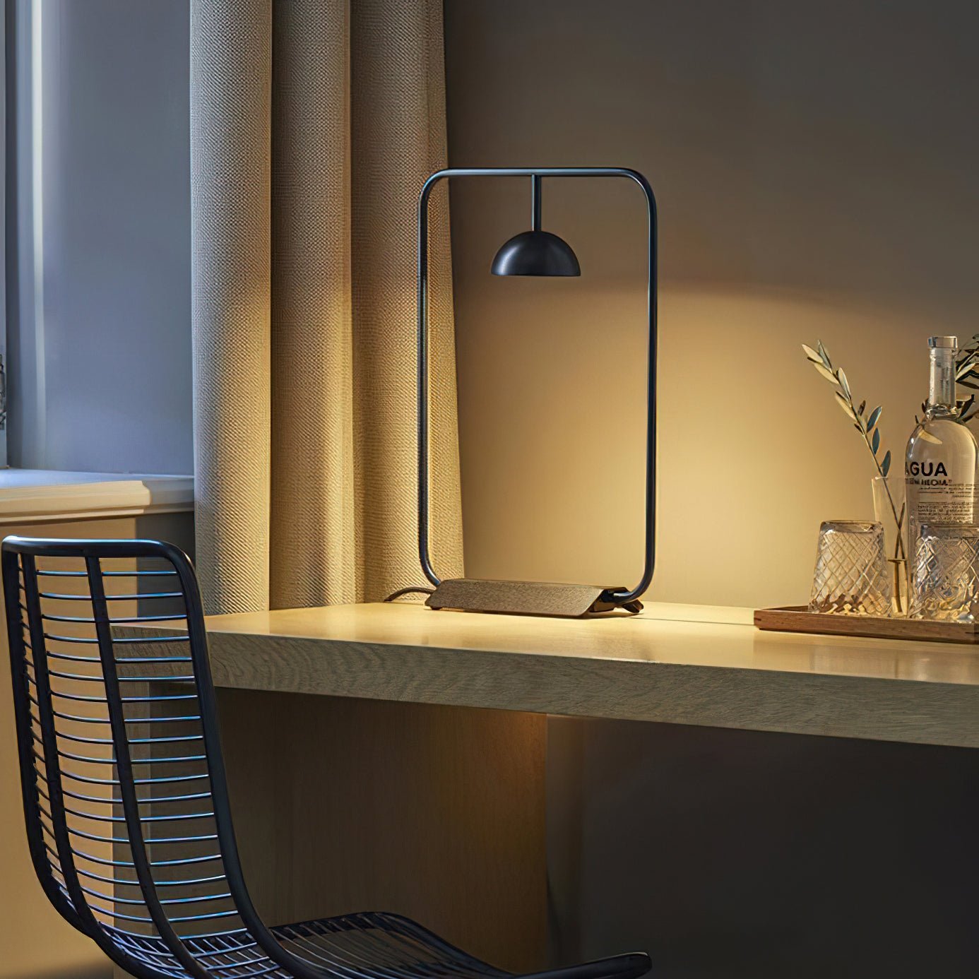 Cupolina Table Lamp | Metal | Black and Orange
