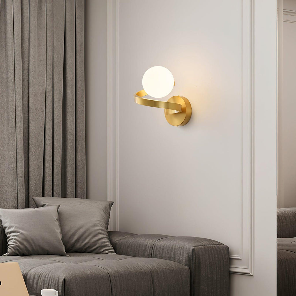 Curved Brass Wall Lamp | Brass & Glass | Gold & Black