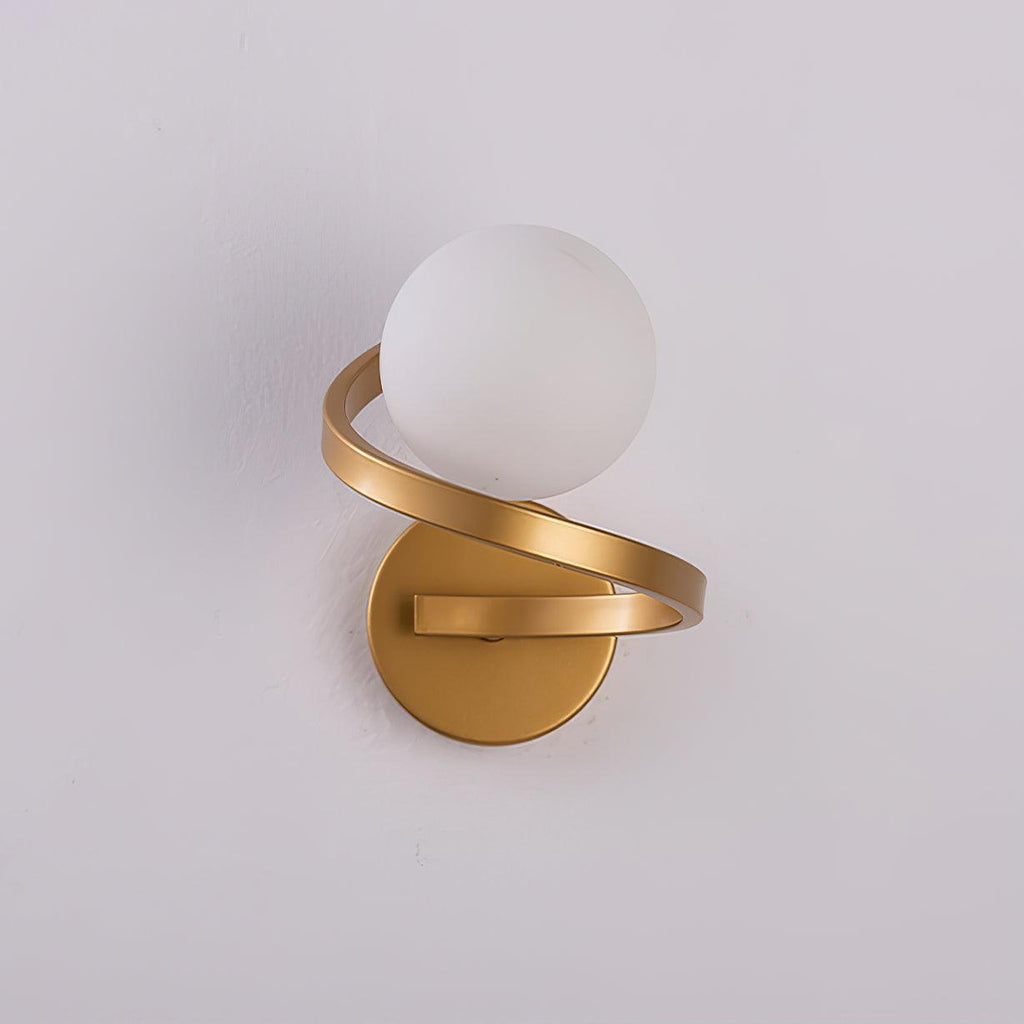 Curved Brass Wall Lamp | Brass & Glass | Gold & Black