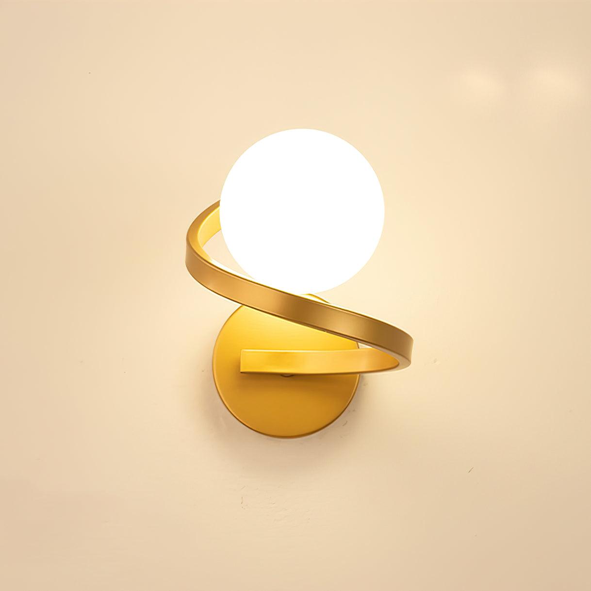 Curved Brass Wall Lamp | Brass & Glass | Gold & Black