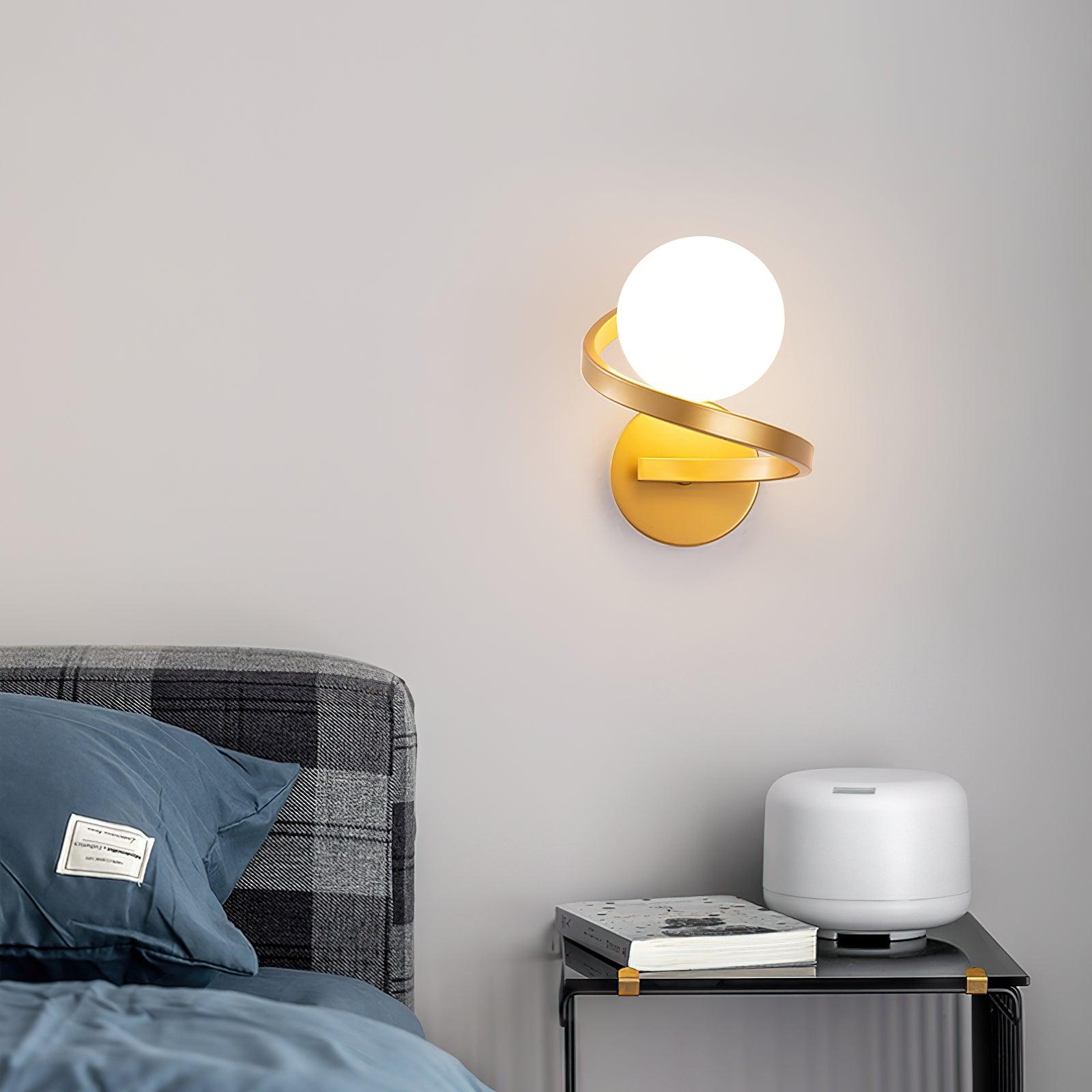 Curved Brass Wall Lamp | Brass & Glass | Gold & Black