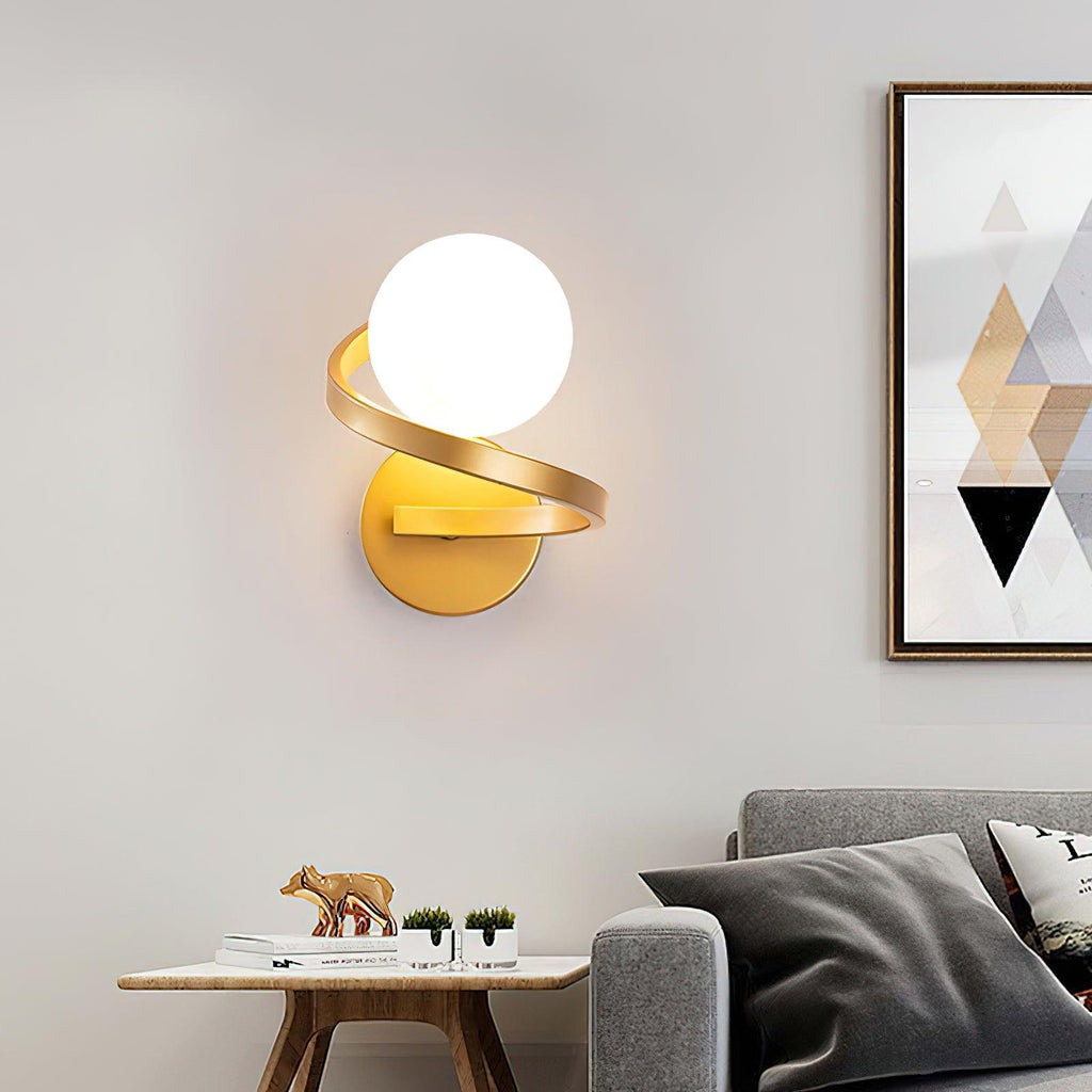 Curved Brass Wall Lamp | Brass & Glass | Gold & Black