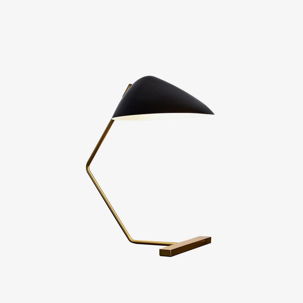 Mid-Century Table Lamp | Metal Shade | Gold and Black