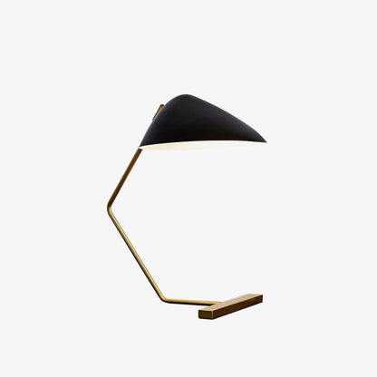 Mid-Century Table Lamp | Metal Shade | Gold and Black