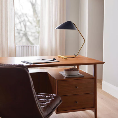 Mid-Century Table Lamp | Metal Shade | Gold and Black