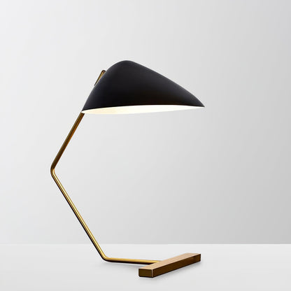 Mid-Century Table Lamp | Metal Shade | Gold and Black