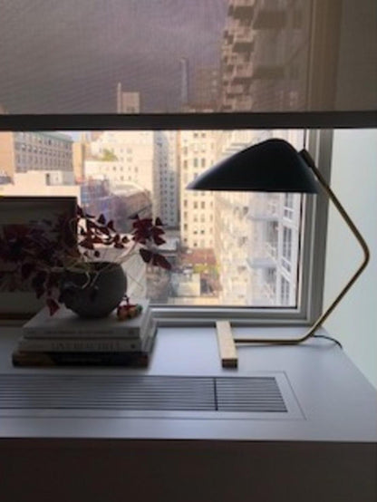 Mid-Century Table Lamp | Metal Shade | Gold and Black