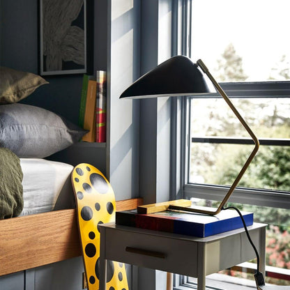 Mid-Century Table Lamp | Metal Shade | Gold and Black