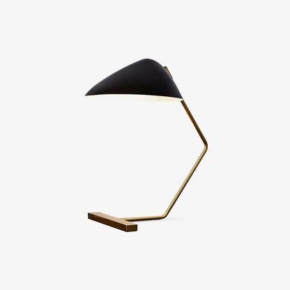 Mid-Century Table Lamp | Metal Shade | Gold and Black