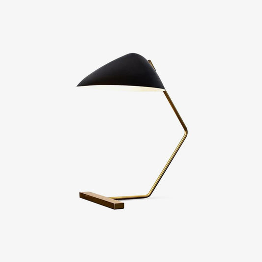 Mid-Century Table Lamp | Metal Shade | Gold and Black