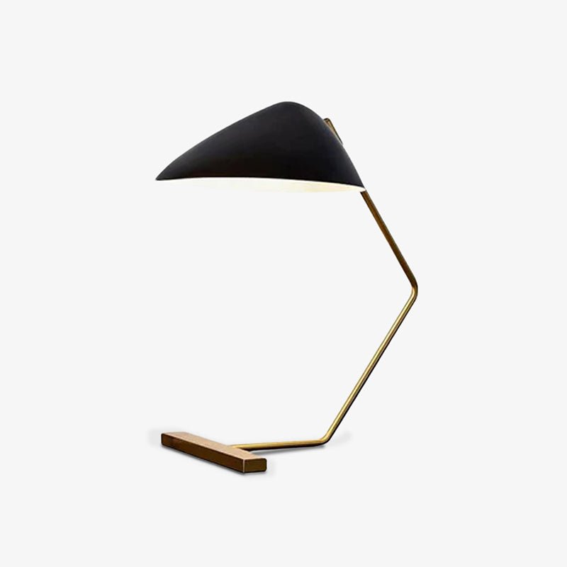 Mid-Century Table Lamp | Metal Shade | Gold and Black