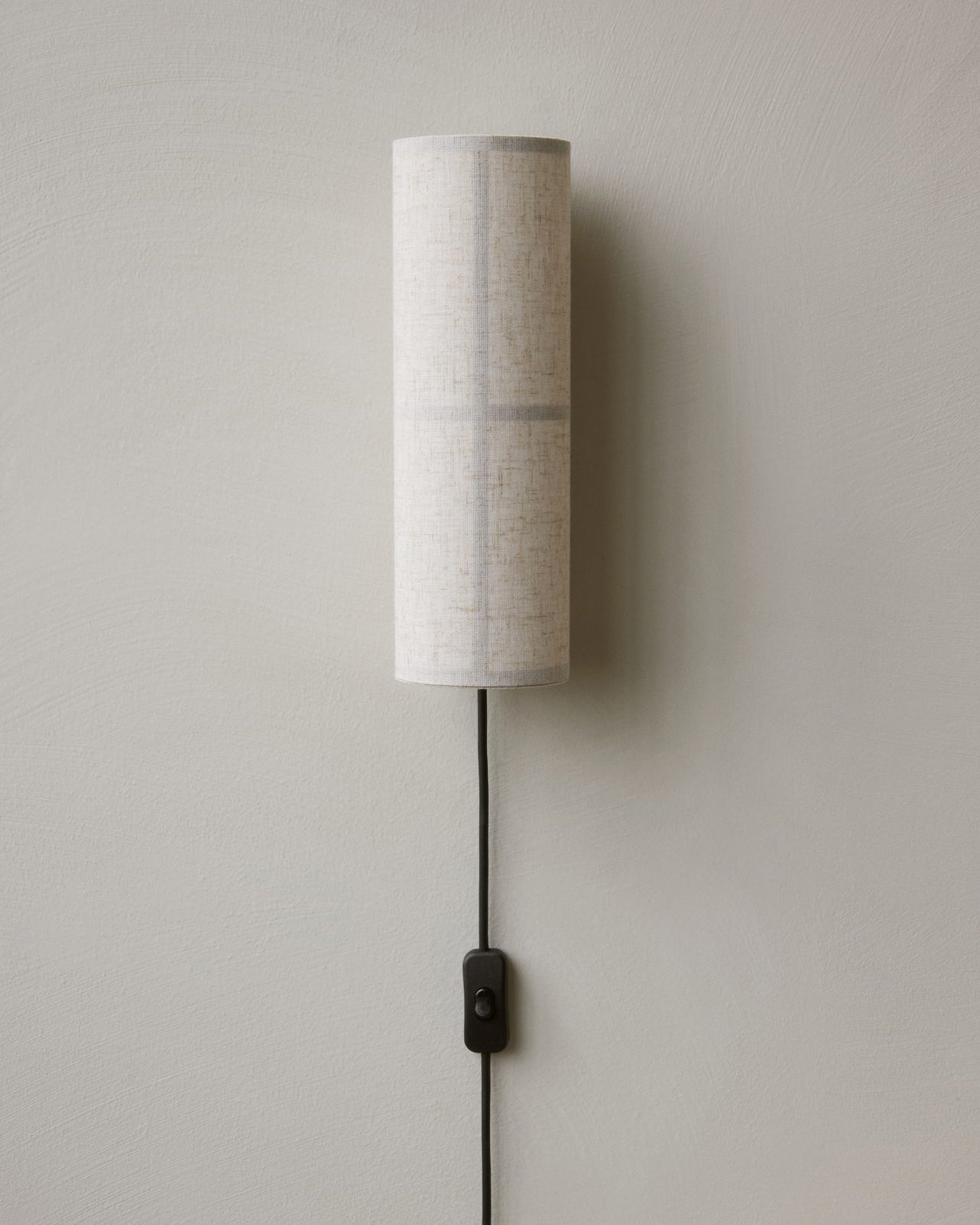 Cylinder Wall Lamp | Fabric Shade | Black Frame, White or Grey Shade